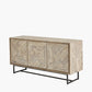 Marca Sand Wash Acacia Wood and Black Metal 3 Door Sideboard