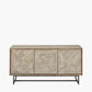 Marca Sand Wash Acacia Wood and Black Metal 3 Door Sideboard