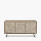 Marca Sand Wash Acacia Wood and Black Metal 3 Door Sideboard