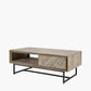 Marca Sand Wash Acacia Wood and Black Metal 2 Drawer Coffee Table