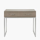 Ambroso Grey Wash Mango Wood and Silver Metal 2 Drawer Dressing Table