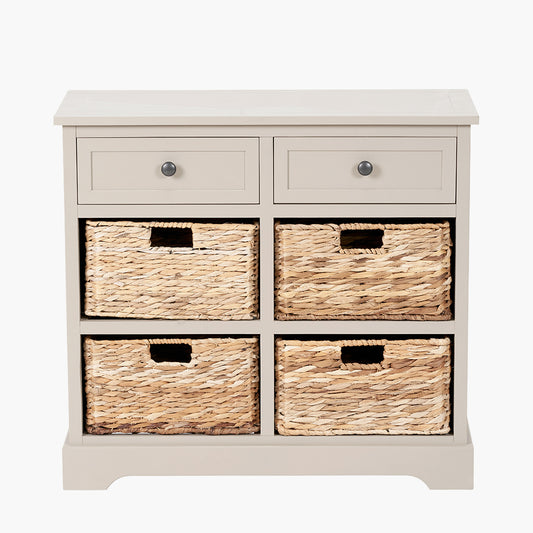 Devonshire Putty Pine Wood 2 Drawer 4 Basket Unit