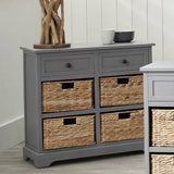 Devonshire Grey Wood 2 Drawer 4 Basket Unit