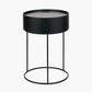 Hugo Black Wood Veneer and Black Metal Storage Table