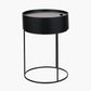 Hugo Black Wood Veneer and Black Metal Storage Table