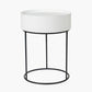 Hugo White Wood Veneer and Black Metal Storage Table