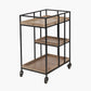 Gallery Natural Wood Veneer and Black Metal Bar Trolley