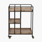 Gallery Natural Wood Veneer and Black Metal Bar Trolley