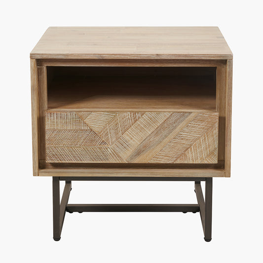 Marca Sand Wash Acacia Wood 1 Drawer 1 Shelf Unit