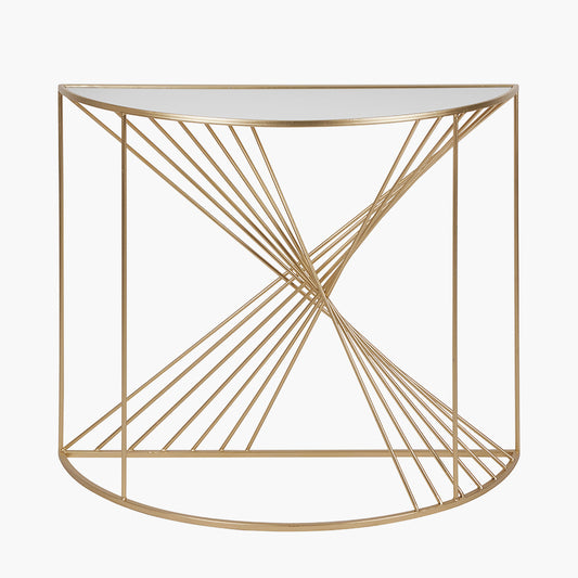 Liberty Glass and Gold Metal Half Moon Console Table