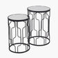Caprisse S/2 Mirrored Glass and Graphite Metal Side Tables
