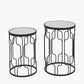 Caprisse S/2 Mirrored Glass and Graphite Metal Side Tables