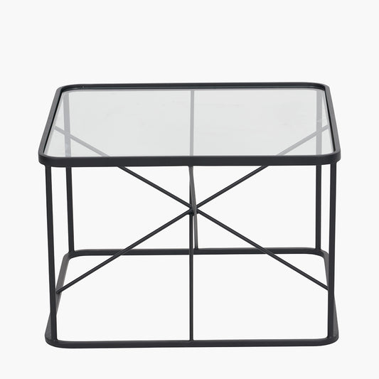 Roxy Glass and Black Metal Coffee Table