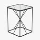 Roxy Glass and Black Metal Side Table