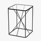 Roxy Glass and Black Metal Side Table