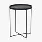 Voss Black Wood Veneer and Black Metal Side Table