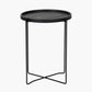 Voss Black Wood Veneer and Black Metal Side Table