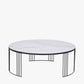 Atri White Marble Veneer and Black Metal Coffee Table