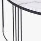 Atri White Marble Veneer and Black Metal Coffee Table