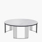 Atri White Marble Veneer and Black Metal Coffee Table