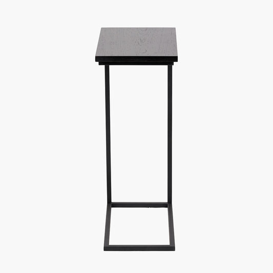Soho Black Ash Veneer and Black Metal Supper Side Table