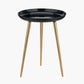Seline Black Enamel and Gold Metal Side Table