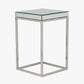 Elysee Mirrored Glass and Silver Metal Small Square Side Table