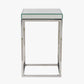 Elysee Mirrored Glass and Silver Metal Small Square Side Table