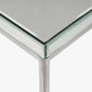 Elysee Mirrored Glass and Silver Metal Square Coffee Table
