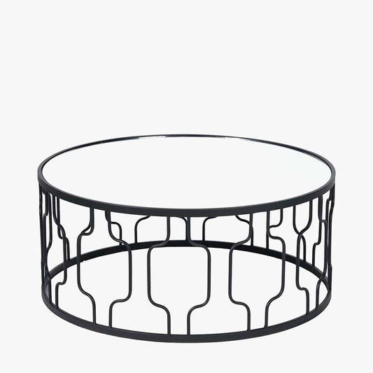 Caprisse Mirrored Glass and Graphite Metal Coffee Table