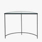 Marazzi Bevelled Glass and Black Metal Half Moon Console Table