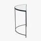 Marazzi Bevelled Glass and Black Metal Half Moon Console Table