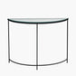 Marazzi Bevelled Glass and Black Metal Half Moon Console Table