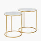 Milly S/2 White Marble and Gold Metal Side Tables