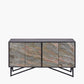 Verde Black Mango Wood and Stone Veneer 4 Door Sideboard