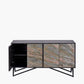 Verde Black Mango Wood and Stone Veneer 4 Door Sideboard