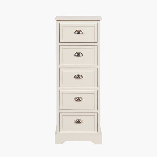 Croft Linen Pine Wood 5 Drawer Tall Unit
