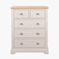Fairford Parchment White Pine and Oak Wood 5 Drawer Unit