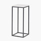 Kalani White Marble and Black Metal Tall Square Side Table