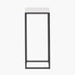 Kalani White Marble and Black Metal Tall Square Side Table