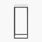 Kalani White Marble and Black Metal Tall Square Side Table