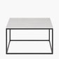 Kalani White Marble and Black Metal Square Coffee Table