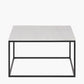 Kalani White Marble and Black Metal Square Coffee Table