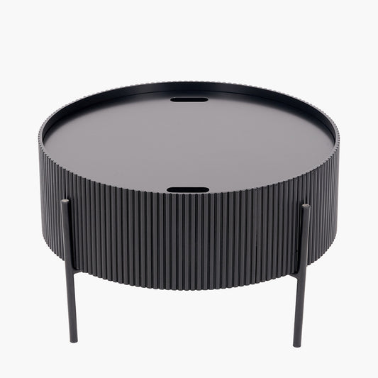 Henderson Black Wood and Black Metal Storage Coffee Table