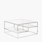 Aleandra Clear Glass and Silver Metal Coffee Table