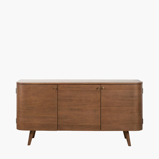 Elias Dark Ash Wood Retro 3 Door Sideboard