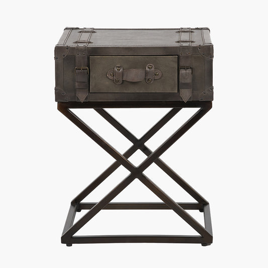 Adriano Peppercorn Leather Side Table