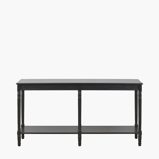 Heritage Black Pine Wood Large Console Table