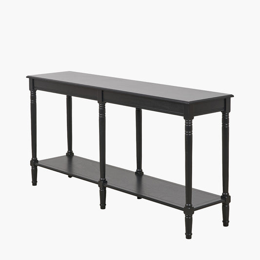 Heritage Black Pine Wood Large Console Table