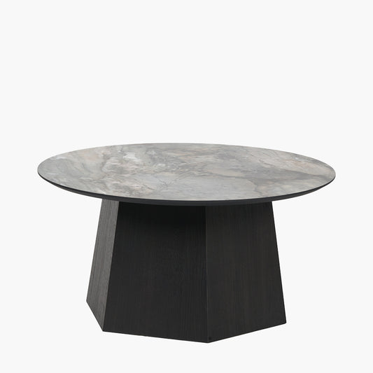 Myana Jade Marble Effect and Dark Brown Oak Veneer Coffee table